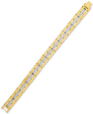 Diamond Link Bracelet (1/2 ct. t.w.) in Stainless Steel & Gold Ion-Plate
