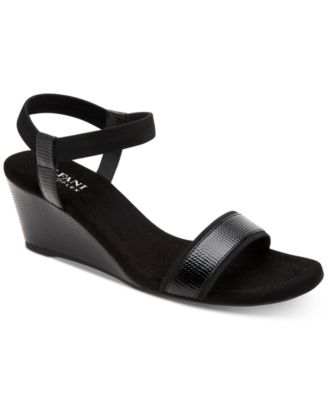black casual wedge sandals