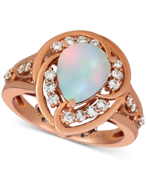 image of Le Vian Neopolitan Opal (1 ct. t.w.) & Diamond (1/2 ct. t.w.) Pear Statement Ring in 14k Rose Gold