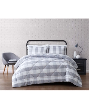 Truly Soft Everyday Buffalo Plaid Twin Xl Comforter Set Bedding In Grey And White