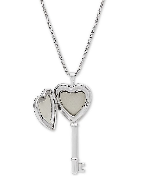 Macy's Heart Key Locket 18" Pendant Necklace in Sterling Silver
