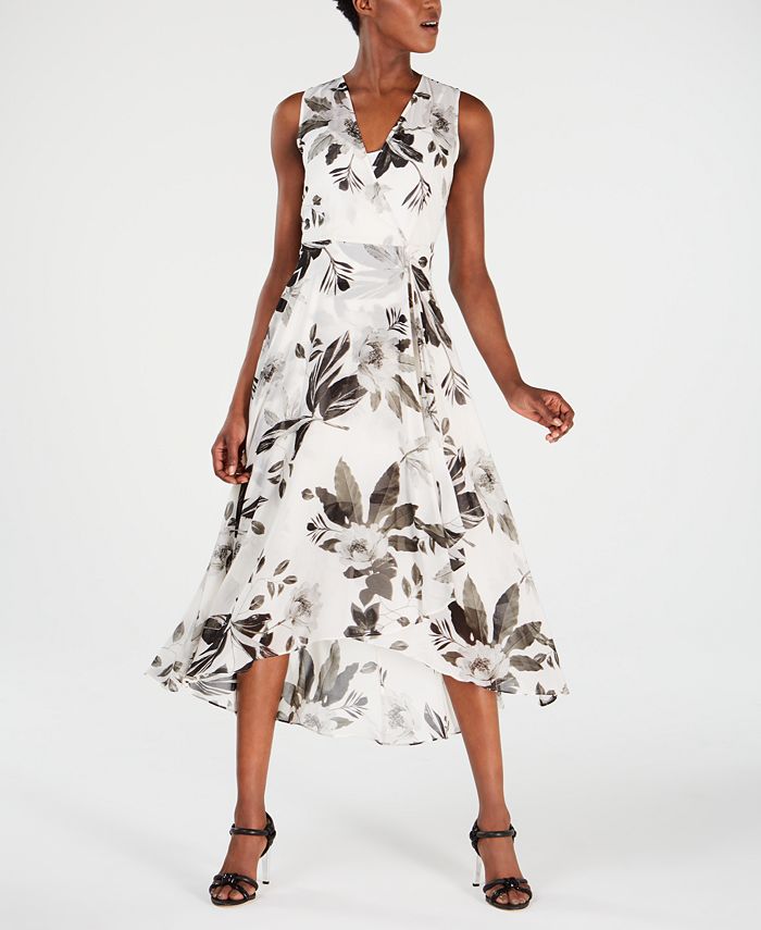 Calvin Klein Floral-Print High-Low Wrap Maxi Dress & Reviews - Dresses -  Women - Macy's