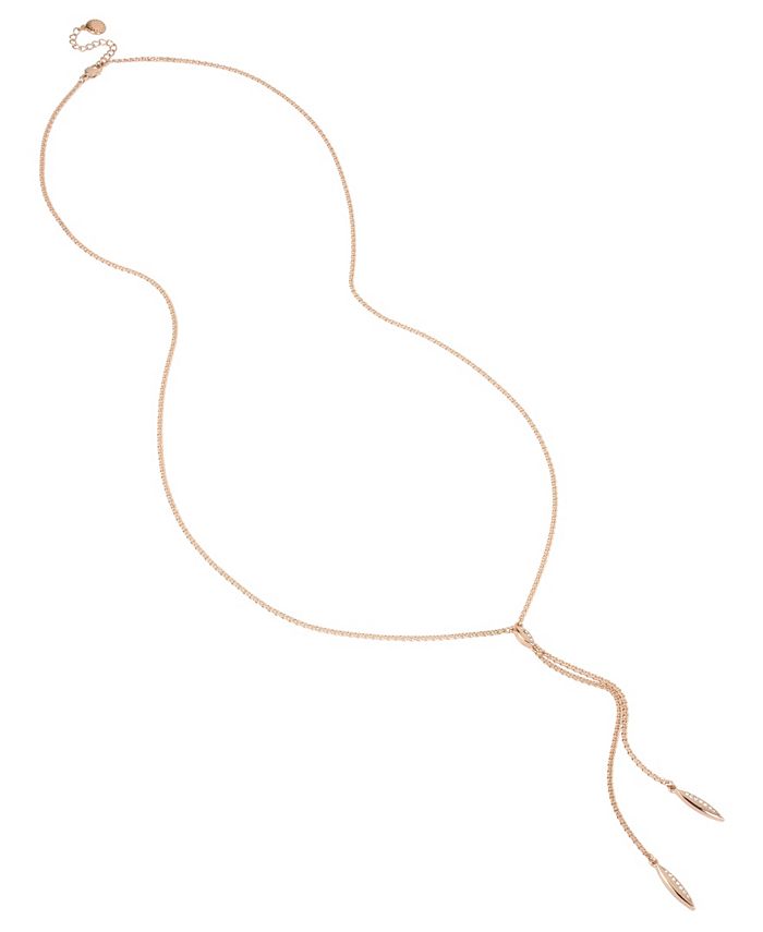 BCBGeneration Rose Gold Pave Oval Y-Shaped Necklace - Macy's