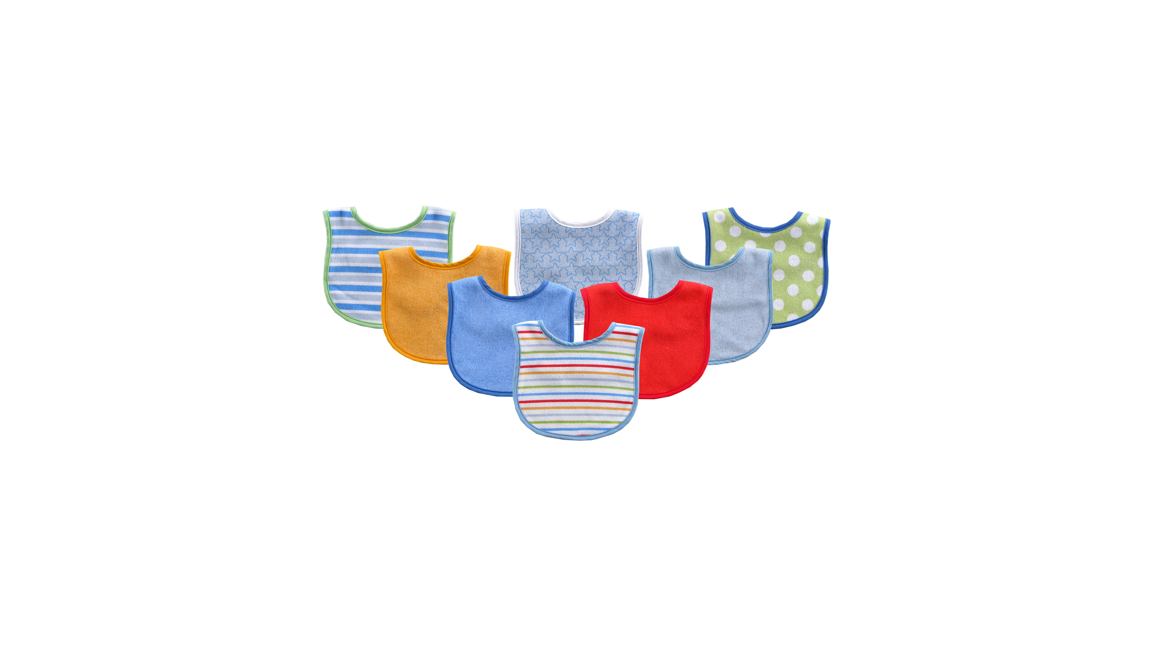 Luvable Friends Baby Girl Cotton Terry Bibs 8pk, Geometric Girl, One