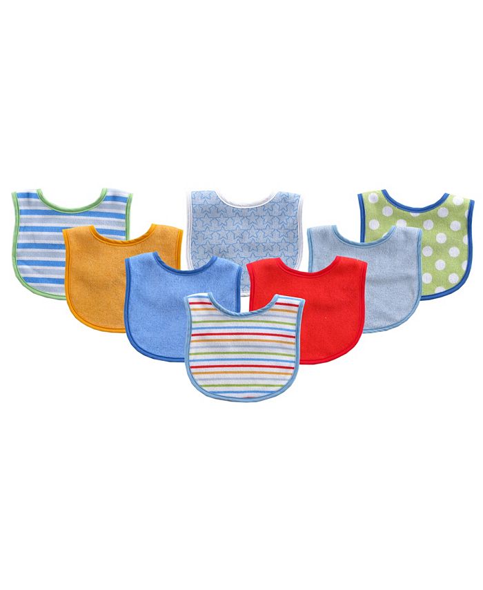 Luvable Friends 7 Bavaglini Impermeabili Per Neonato | Morbido Fronte In Cotone Con Retro In PEVA | Confezione Multipla