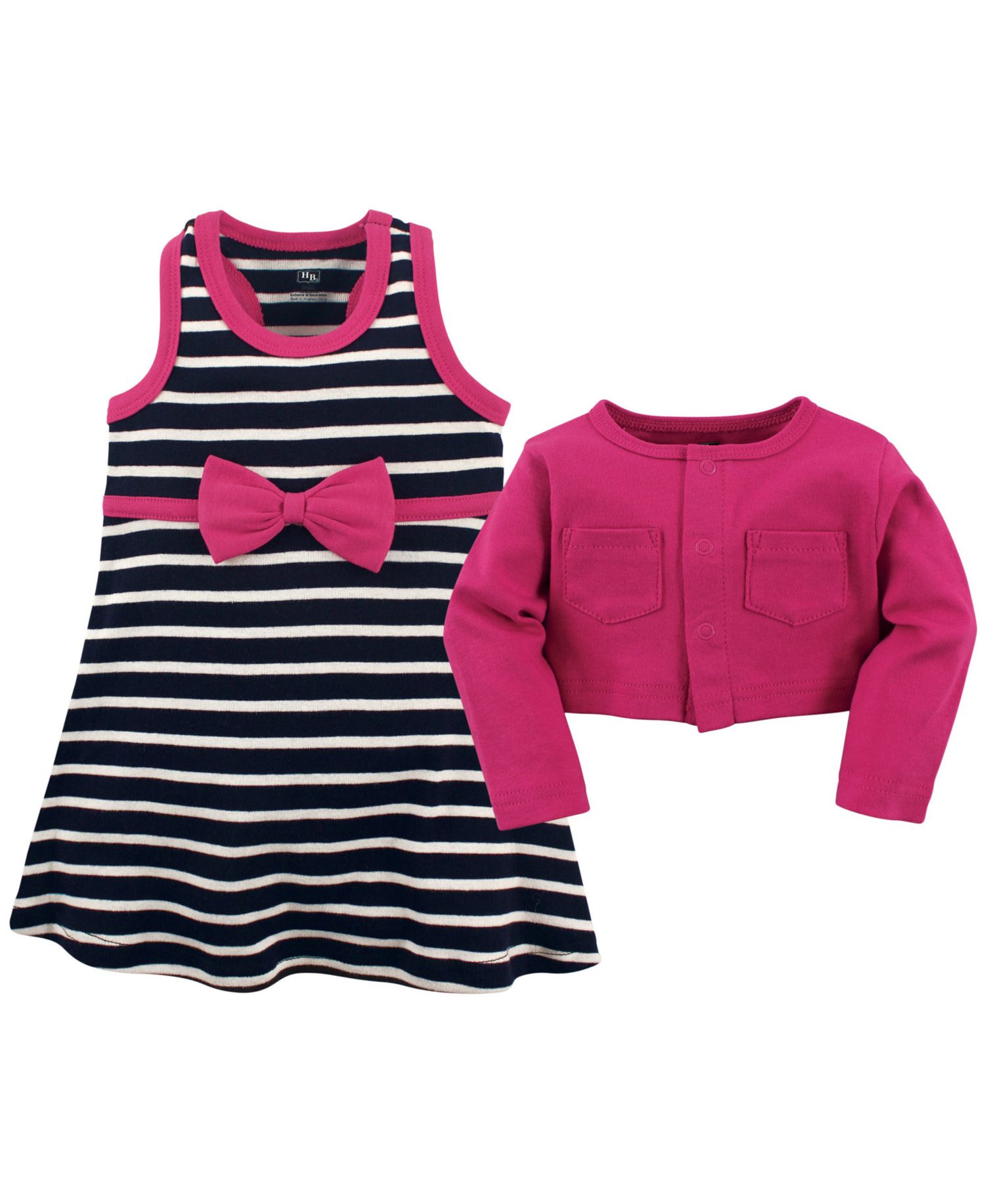Baby Girls Hudson Cotton Dress and Cardigan Set