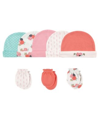 Baby Girls Hudson Cotton Beanie & Anti-Scratch Mitts Bundle