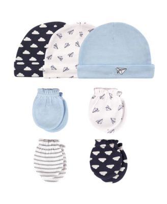 Baby Boys 7-Piece Bundle Scratch Mittens & Cozy Caps Collection