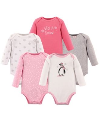 Baby Girls Hudson Soft Cotton Long-Sleeve Onesies (Five Count)