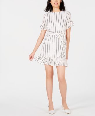 Maison Jules Striped Ruffled Wrap Dress, Created for Macy's - Macy's