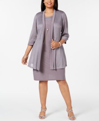 R & M Richards Plus Size Shift Dress & Metallic Jacket - Macy's