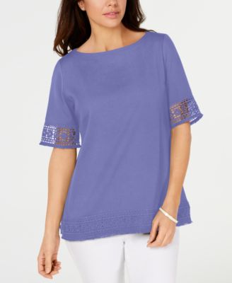 Karen Scott - Crochet-Trim Top