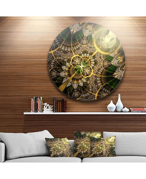 Design Art Designart Dark Green And Gold Fractal Flower Floral Round Circle Metal Wall Art 23 X 23 Reviews Wall Decor Home Decor Macy S