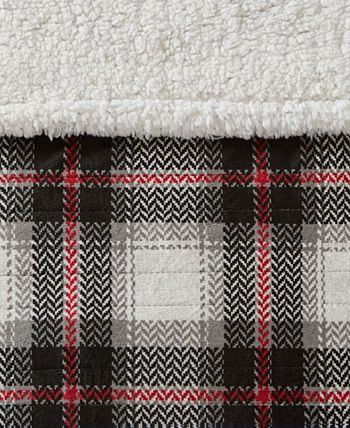 Woolrich - Ridley 60" x 70" Oversized Plaid Print Faux Mink to Berber Electric Throw