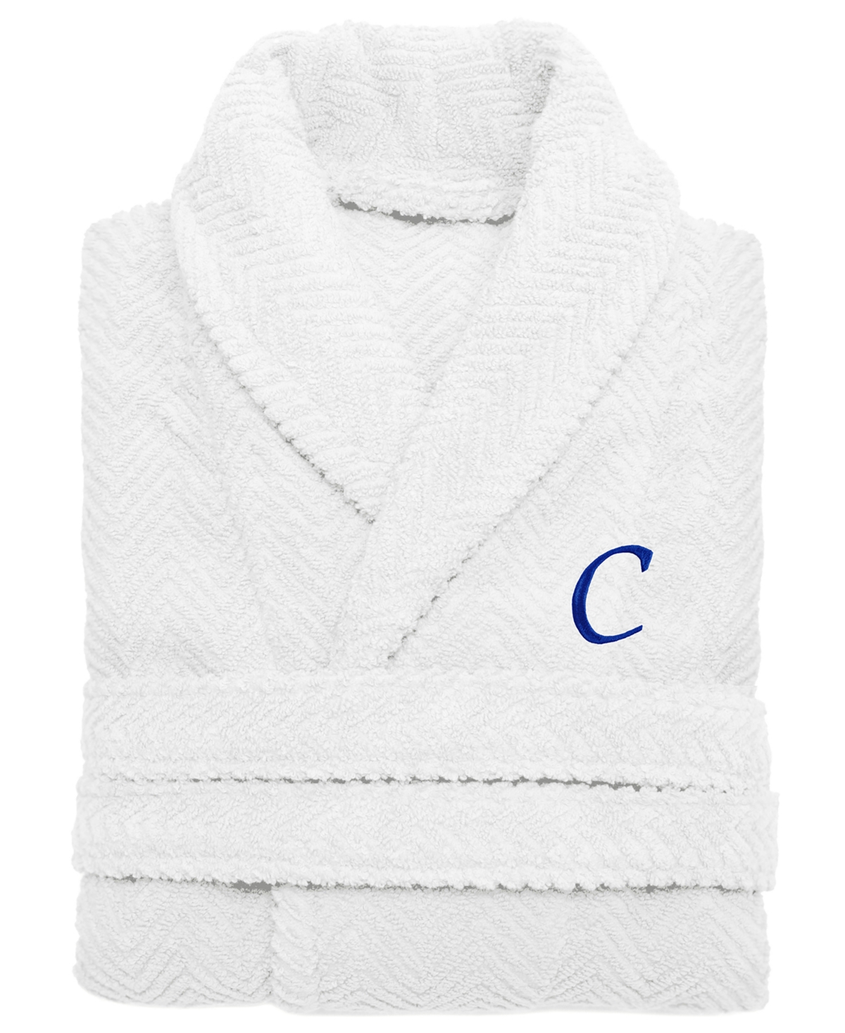 Linum Home 100% Turkish Cotton Personalized Unisex Herringbone Bath Robe -- C