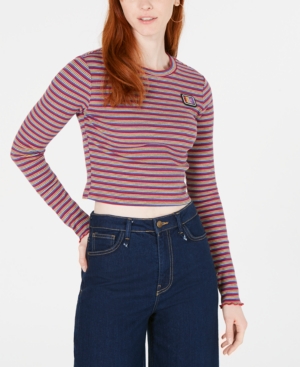 JUICY COUTURE STRIPED RIB-KNIT CROPPED TOP