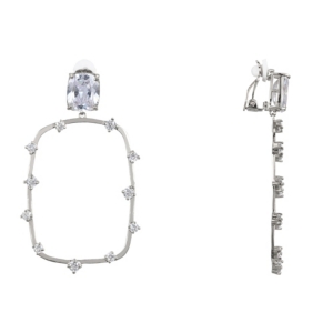 image of Nina Round Rectangle Clip-on Earringss