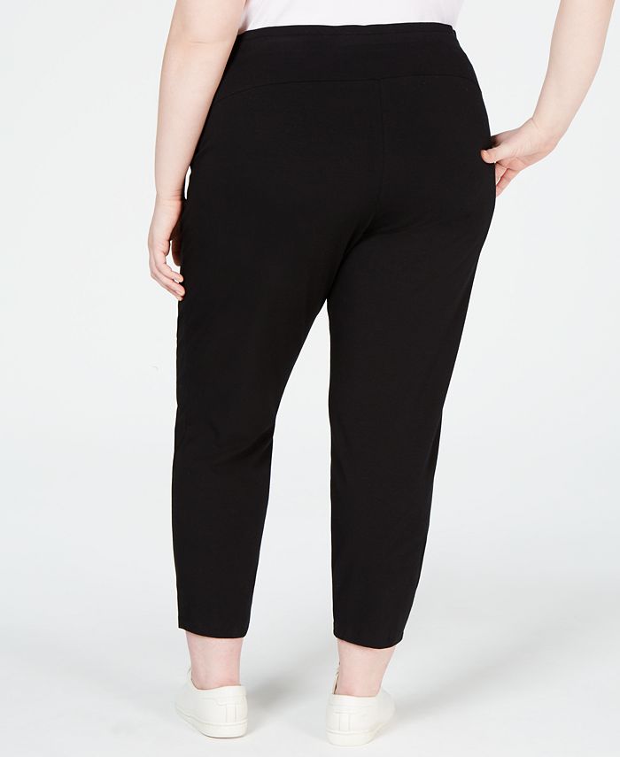 Eileen Fisher Plus Size Cotton Drawstring Ankle Pants - Macy's