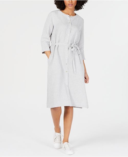 Eileen Fisher Organic Linen Belted Shirtdress Reviews Dresses
