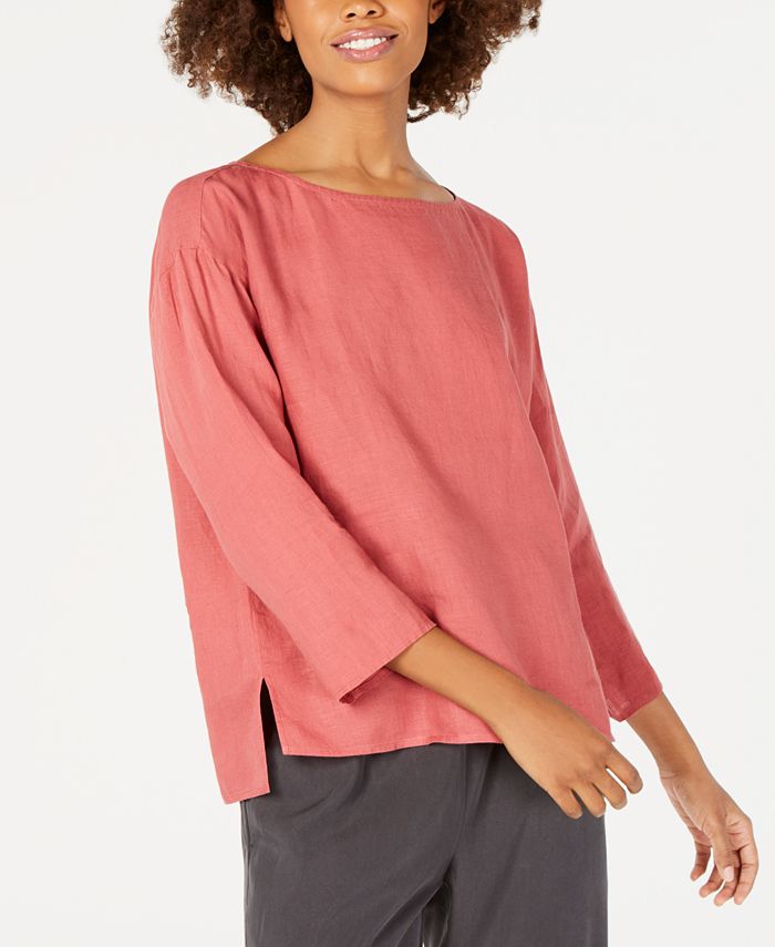 Eileen Fisher Organic Linen BoatNeck Top Macy's