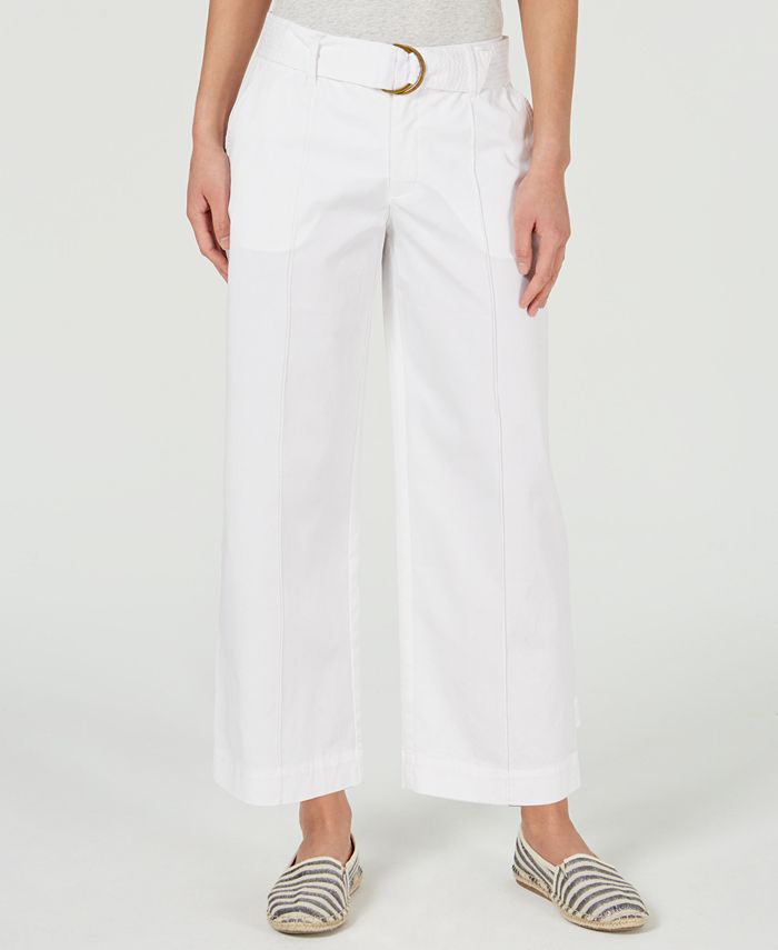 Charter Club Wide-Leg Belted Pants, Created for Macy's - Macy's