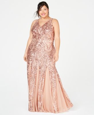 Nightway Plus Size Sequined Mesh Gown & Reviews - Dresses - Women - Macy's