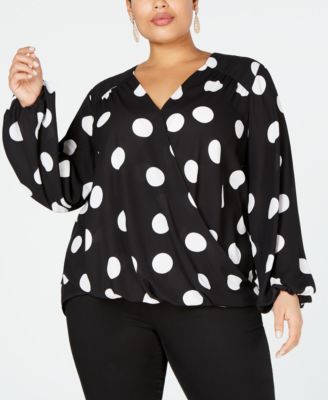 Plus Size Volume-Sleeve Surplice Top 