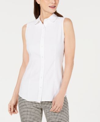 seersucker sleeveless blouse