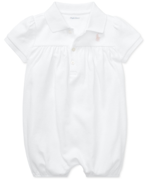 Ralph Lauren Baby Girls Interlock Bubble Cotton Shortall