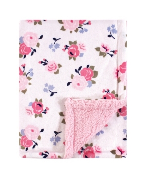 Luvable Friends Babies' Mink Blanket With Sherpa Backing In Pink Floral