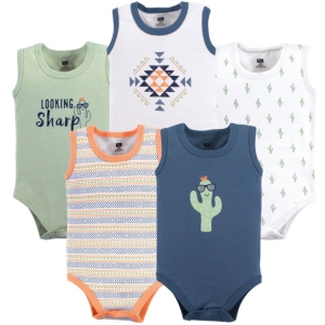 Hudson Baby Baby Girls and Baby Boys Sleeveless Cotton Bodysuits 5-Pack