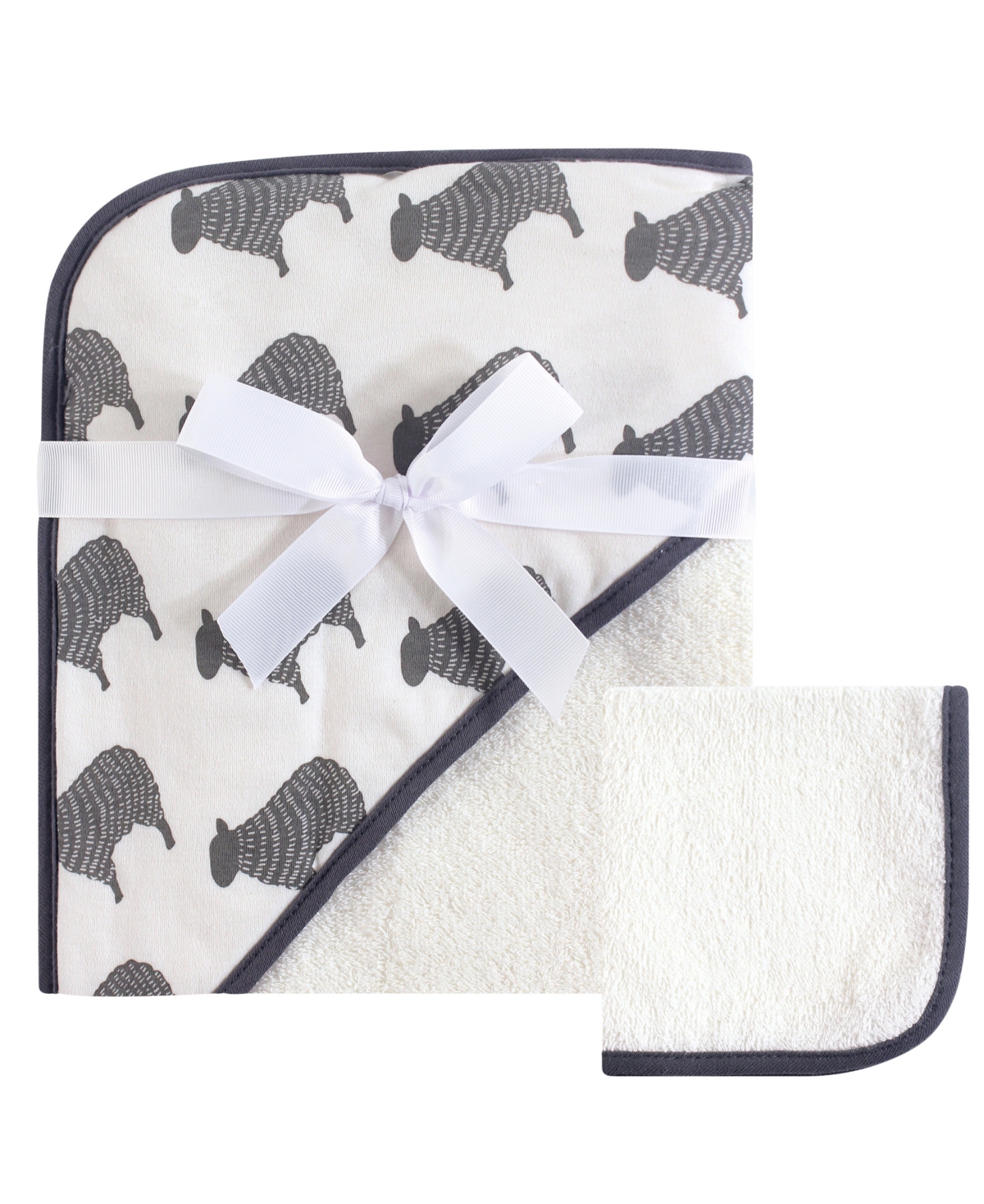 Hudson Baby Unisex Baby Hooded Towel and Washcloth, 2-Piece Set, One Size
