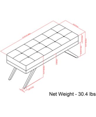 Pierce Mid Century Modern Rectangle Ottoman Bench