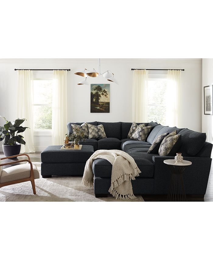 Furniture CLOSEOUT! Tuni 102" 3Pc. Fabric Chaise Sectional Sofa with 3 Cushion Armless