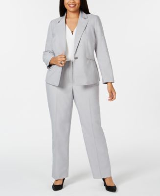 Le Suit Plus Size Mini-Herringbone Pantsuit - Macy's