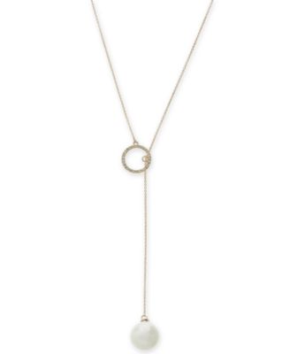 Photo 1 of INC International Concepts Imitation Pearl and Pavé Circle Lariat Necklace, 