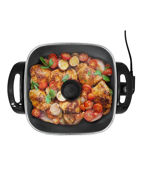 Elite by MaxiMatic Elite Gourmet 12" x 12" Electric Skillet with Glass