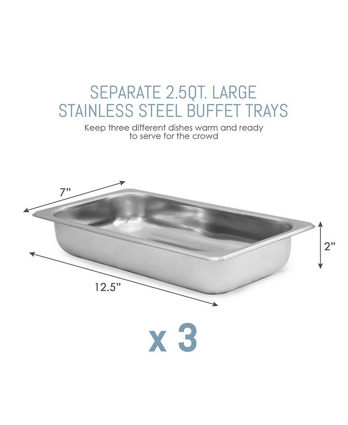 Elite Gourmet 7.5Qt. Triple Buffet Server Food Warmer with Temperature