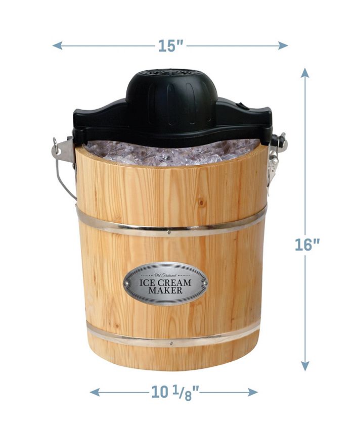 Elite Gourmet 4 Quart Old Fashioned Pine Bucket Electric, Manual Ice