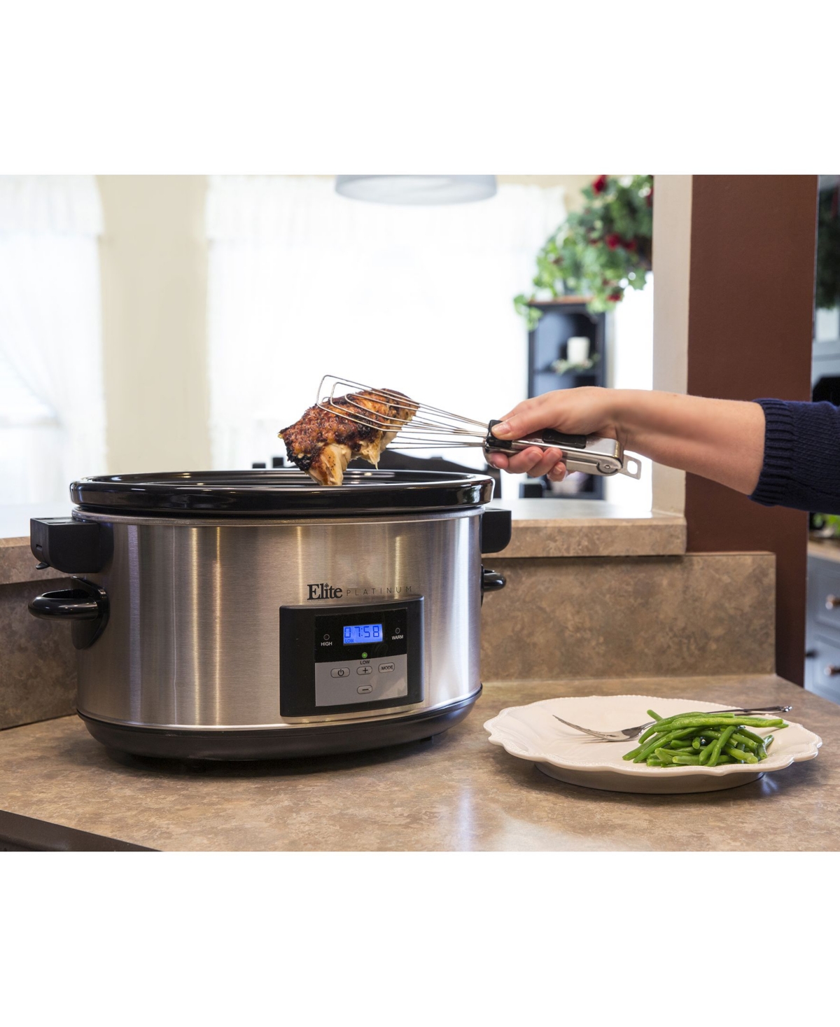 Elite PlatinumProgrammable Slow Cooker with locking lid - Stainless Steel