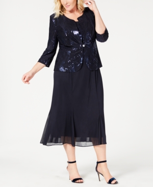 Alex Evenings Plus Size Sequined Chiffon Dress and Jacket