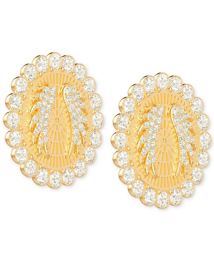 Swarovski Gold-Tone Lucky Goddess Medium Clip-On Earrings - Macy's
