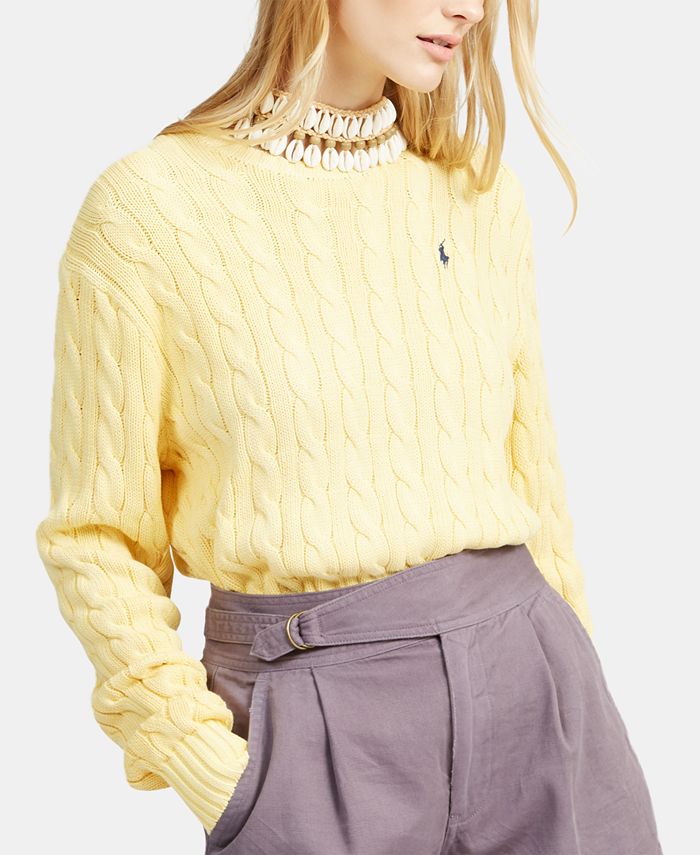 Lauren Ralph Lauren Cable-Knit Polo Sweater - Macy's