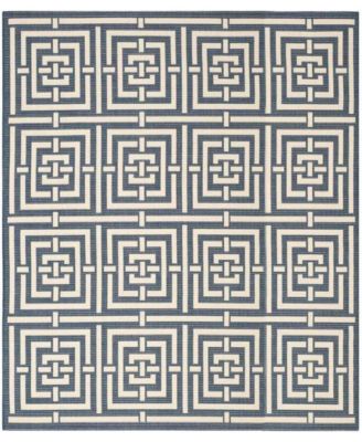 Courtyard CY6937 Navy and Beige 8' x 11' Sisal Weave Outdoor Area Rug