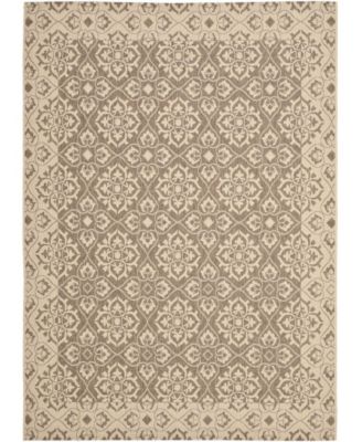 Courtyard CY6550 Brown and Creme 5'3" x 7'7" Outdoor Area Rug