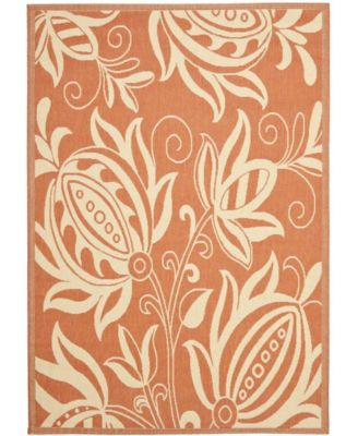 Courtyard CY2961 Terracotta and Natural 8' x 11' Outdoor Area Rug