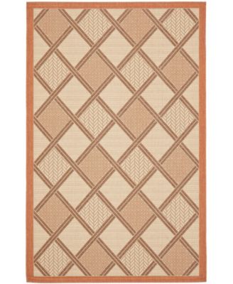 Courtyard CY7570 Cream and Terracotta 5'3" x 7'7" Outdoor Area Rug