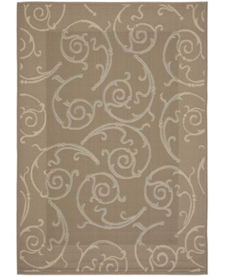 Courtyard CY7108 Dark Beige and Beige 5'3" x 7'7" Sisal Weave Outdoor Area Rug