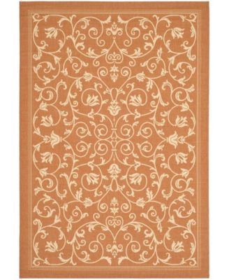 Courtyard CY2098 Terracotta and Natural 5'3" x 7'7" Outdoor Area Rug