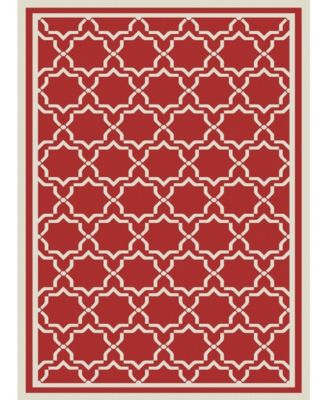 Courtyard CY6916 Red and Bone 8' x 11' Outdoor Area Rug